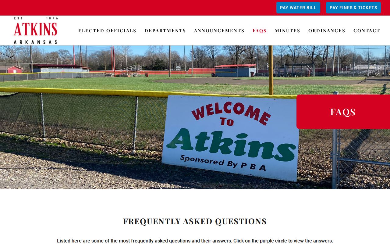 Atkins warrant and ticket payment options on the official city FAQ