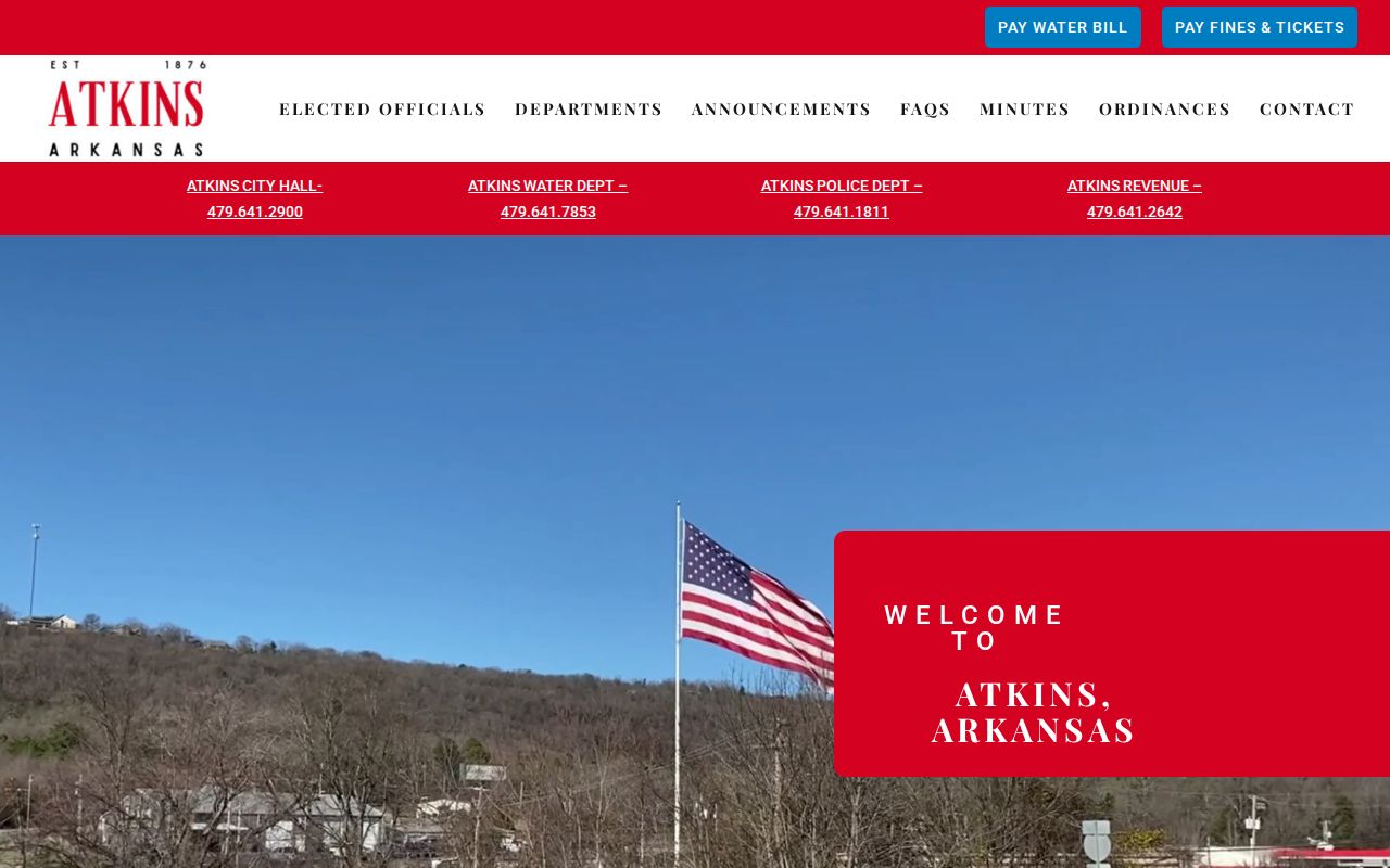 Official Atkins city information relevant to Atkins warrant record access